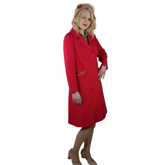 60's Vintage Embroidered Coat and Hat - Hot Pink Mod Fancy Coat - Picture 5 of 12